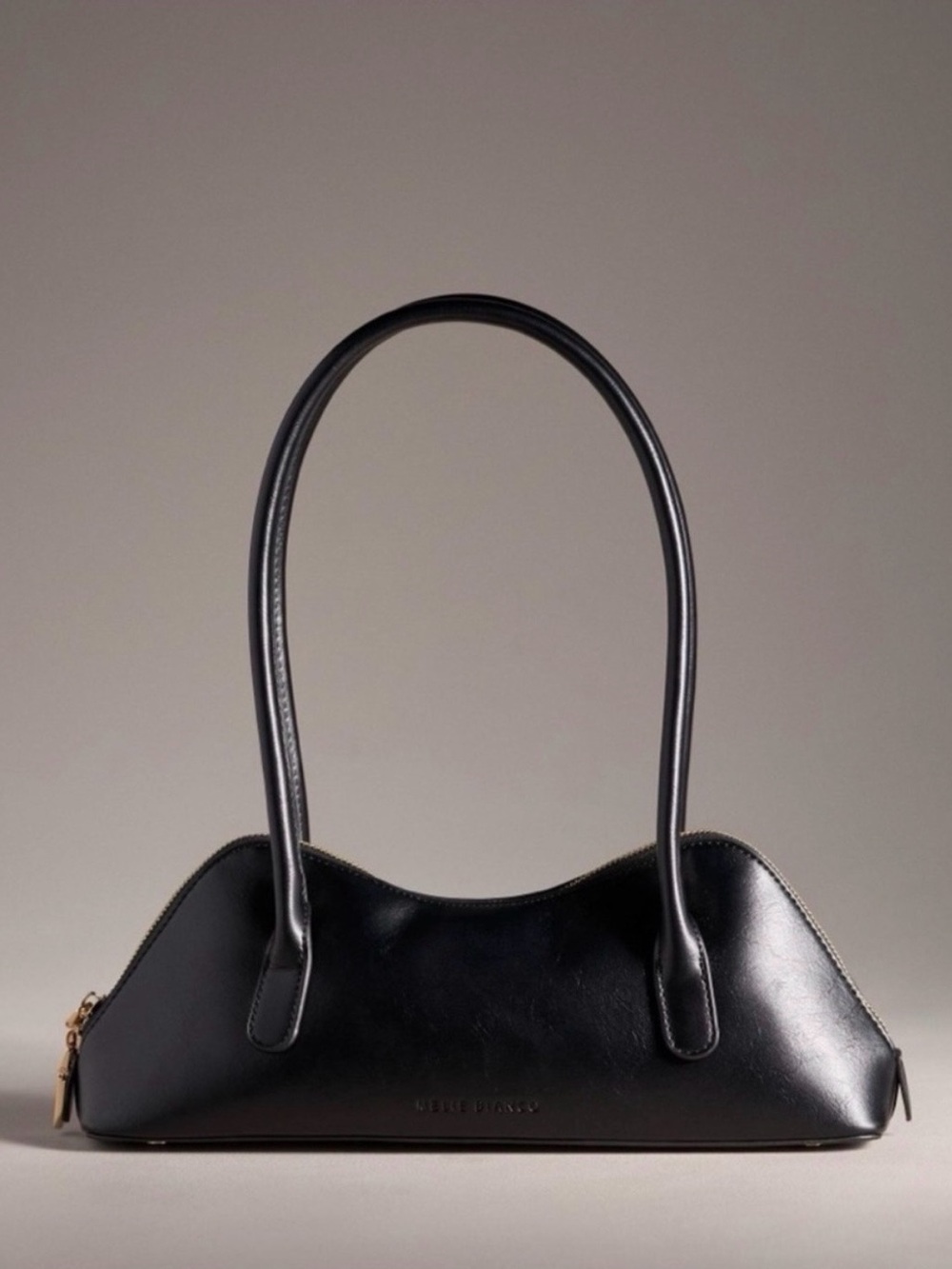 Melie Bianco Dakota Women’s Shoulder Bag Curved Black Recycled Vegan Leather